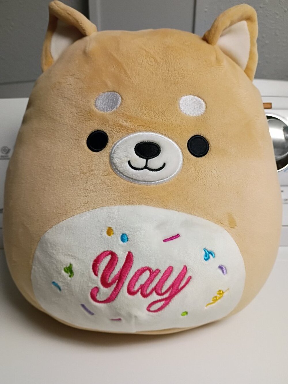 Squishmallows Angie the Shiba Inu "YAY" Celebration Dog 10" Plush